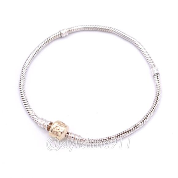 Authentic PANDORA Sterling Bracelet with 14K Gold Clasp - Picture 2 of 12